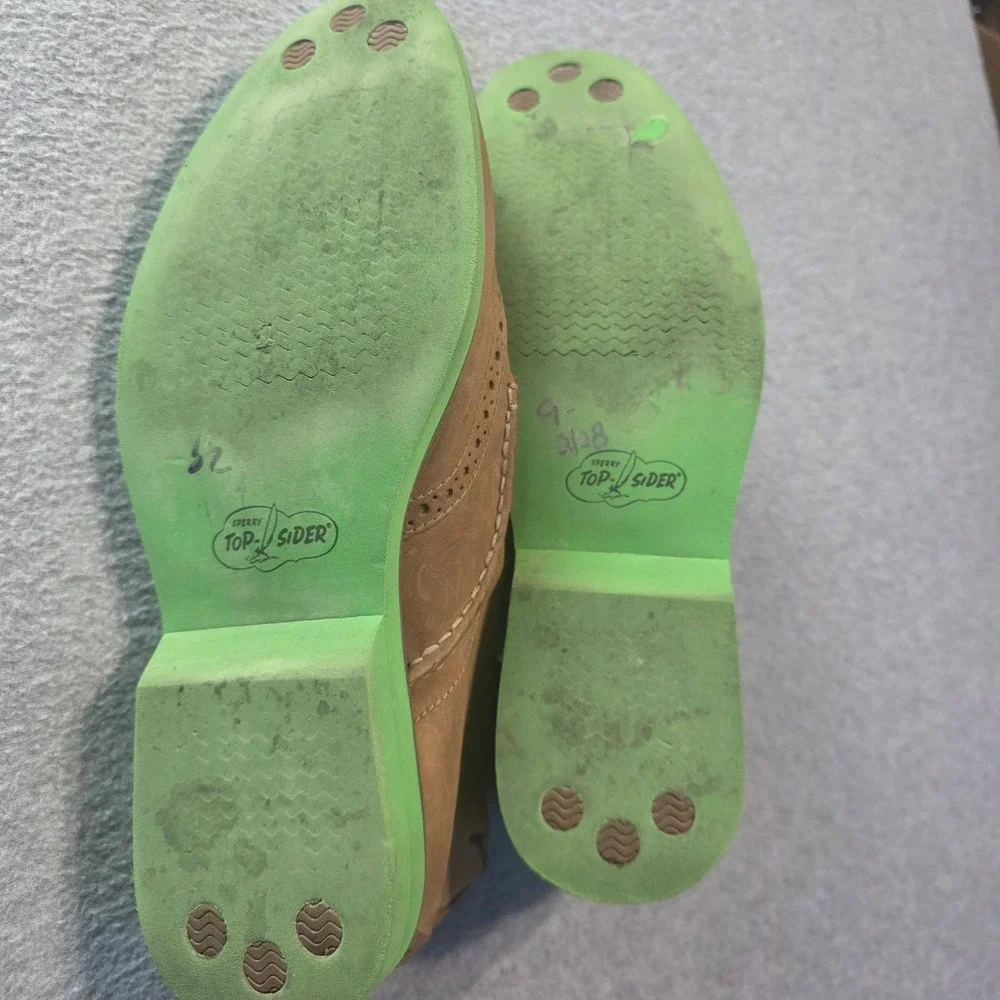 Sperry Top-Sider Mens Wingtip‎ Oxford Brogue Dress Shoes Tan Green 10.5